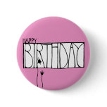 Pink Happy Birthday Button
