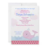 Pink Happy Whale Baby Shower 5x7 Invitations