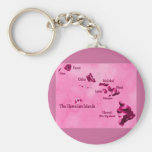 Pink Hawaiian island map keychain