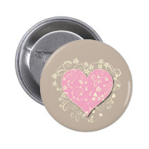 Pink heart and cream florals on beige wedding