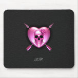 Pink Heart and Skull Mouse Pad