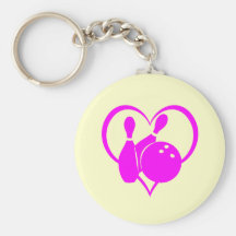 Pink heart bowling key chains