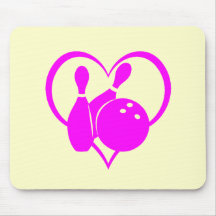 Pink heart bowling mousepads