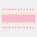 Pink Heart Eyelet Rectangle Sticker