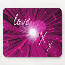 Pink Heart 'love and kisses' mousepad