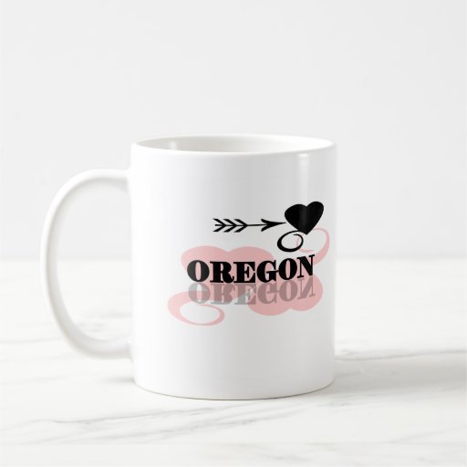 Pink Heart Oregon Coffee Mugs