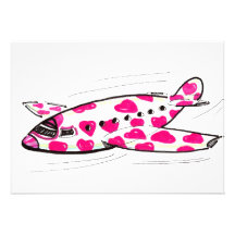 Pink Heart Plane Invitation