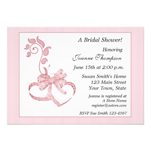 Pink Hearts Flourish Bridal Shower Invitation