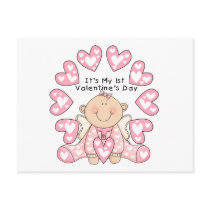 Pink Hearts Girl 1st Valentine's Day Tshirts Postcards