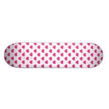 Pink hearts polka dots skateboard