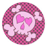 PINK HEARTS SKULL WITH STARS stickers