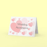 Pink Hearts Wedding Acceptance Card