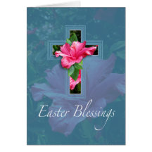 Pink Hibiscus Easter Blessings Greeting Card