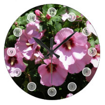 Pink Hibiscus Flowers Clock