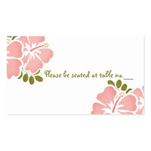 Pink Hibiscus Wedding Table Place Cards Business Card