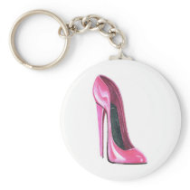 Pink High Heel Shoe Art Key Chain keychains