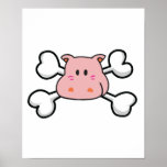 pink hippo Skull and Crossbones Posters