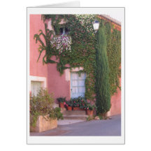 Pink House with Blue Door Greeting Card