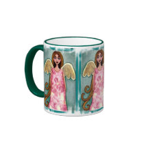 Pink Hydrangea Angel - floral mug of beauty