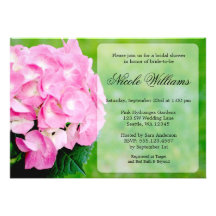 Pink Hydrangea Blossom Bridal Shower Personalised Invite