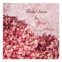 Pink hydrangea Bridal shower invitation
