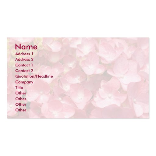 Pink hydrangea business cards