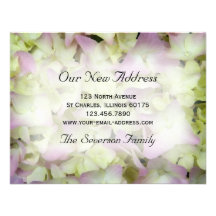 Pink Hydrangea New Address Announcement Card