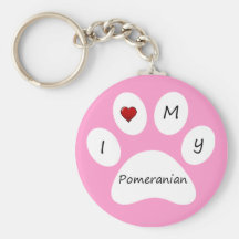 Pink I Love My Pomeranian Key Chain