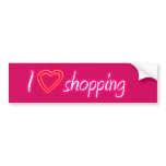 Pink I Love Shopping Bumper Sticker bumper stickers