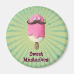 Pink Ice Cream with Moustaches Magnet