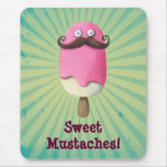 Pink Ice Cream with Moustaches Mouse Pad