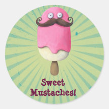 Pink Ice Cream with Moustaches Sticker