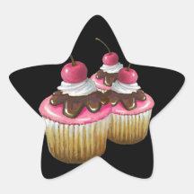 Pink Icing on Cupcakes: Cherry On Top: Art Stickers