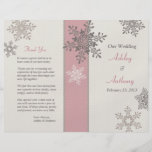 Pink Ivory Taupe Snowflakes Winter Wedding Program Custom Flyer