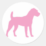 Pink Jack Russell Terrier Silhouette Round Sticker