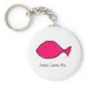 Pink Jesus Fish keychains
