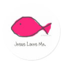 Pink Jesus Fish stickers