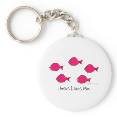Pink Jesus Fishes Keychains by sbjscghill1