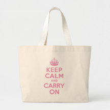 Pink Keep Calm And Carry On Canvas Bag