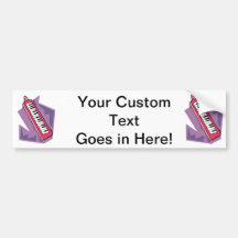 Pink Keytar portable 80s keyboard piano graphic Bumper Stickers