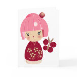Pink Kokeshi Triplet Card