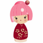 Pink Kokeshi Triplet photo sculptures