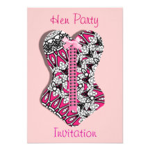 Pink Lace Corset Girlie  Hen Party Personalised  I Personalized Invite