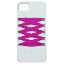 Pink Lace on White Satin iPhone 5 Case