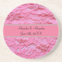 Pink lace wedding favours beverage coasters