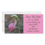 Pink Lady Slipper Floral Wedding Save The Date photo cards