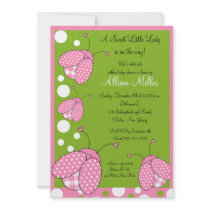 Pink Ladybug Baby Shower Personalized Announcement