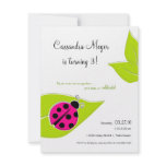 Pink Ladybug Birthday Invitation