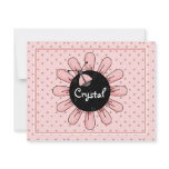 Pink Ladybug Flat Thank You Card