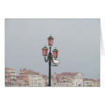 Pink Lamp Posts in Venice, Italy Cards